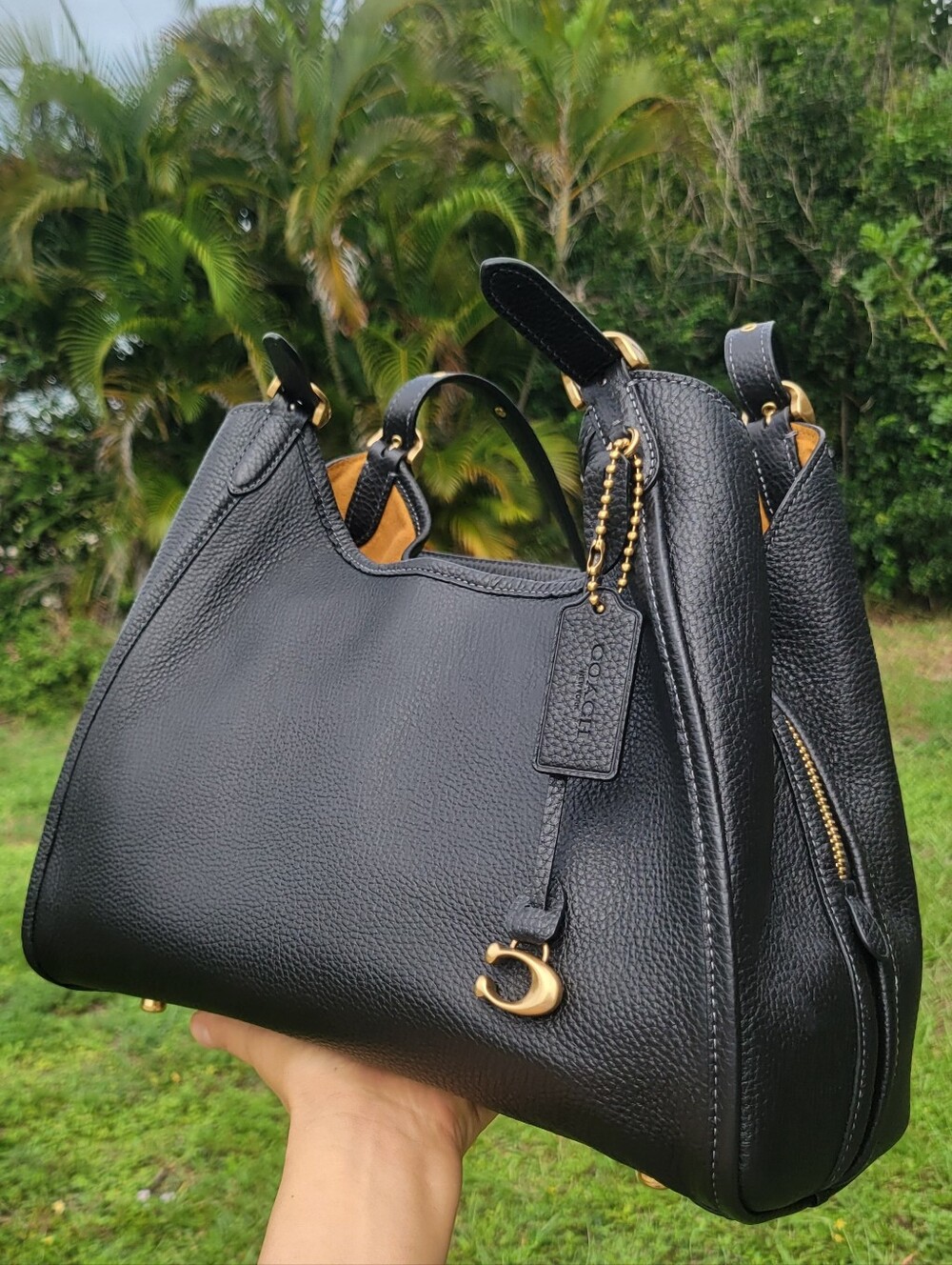 Coach Bella Shoulder Bag Black Pebble Leather Authentic